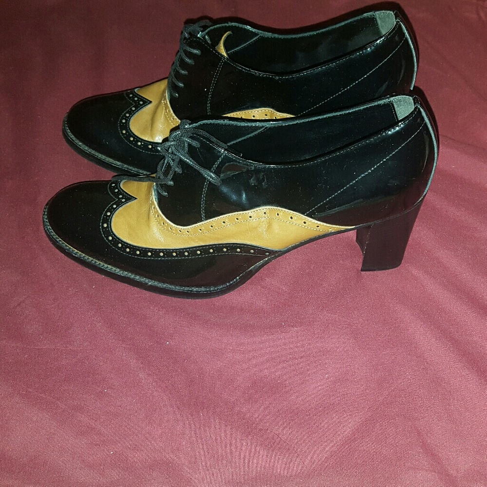 New Women's black business booties lace pumps tie